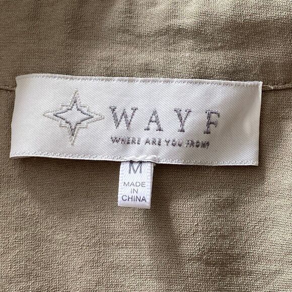 WAYF Olive Green Cropped Button Down Shirt Women’s Size Medium Long Sleeve - Picture 3 of 8